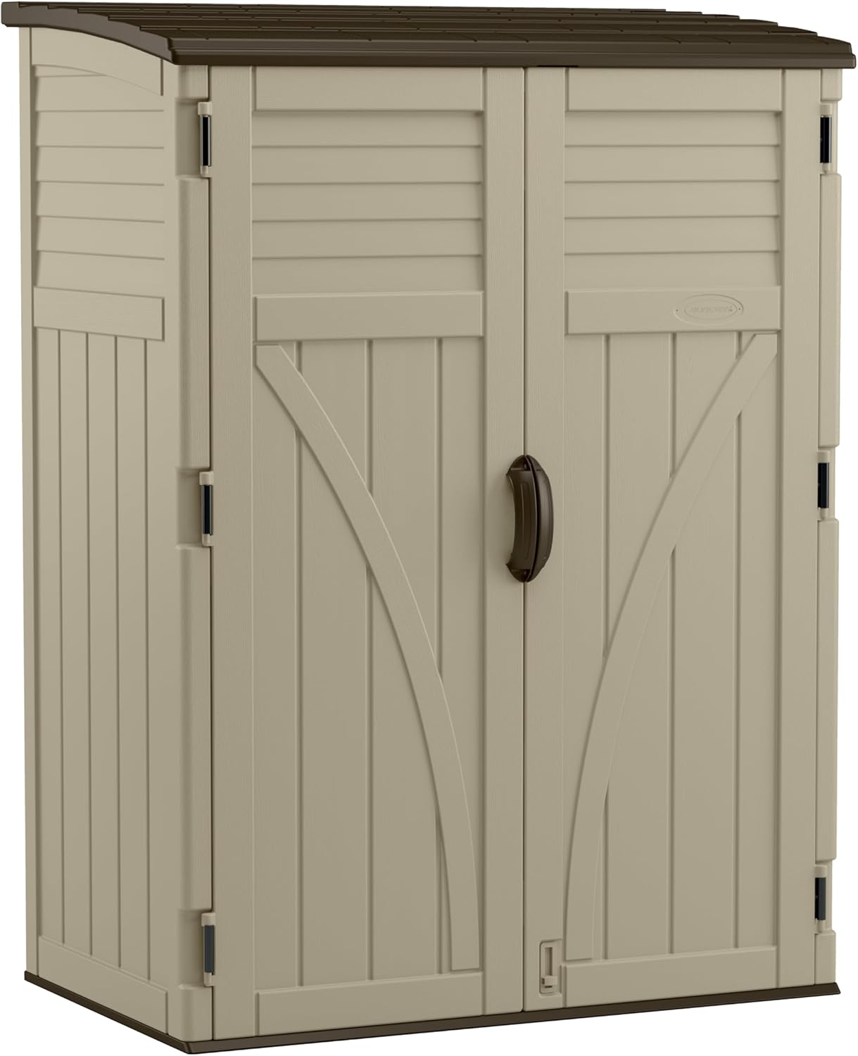 Suncast 54 Cubic Feet Vertical Storage Shed with Durable Plastic Construction, Multiple Wall Panels and Ample Space for Outdoor Storage